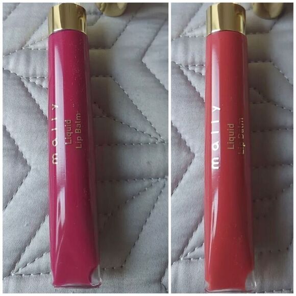 MALLY - NWT High Shine Liquid Lip Balm Duo in Peach & Hot Pink/2 Full-Size Tubes - Picture 14 of 16